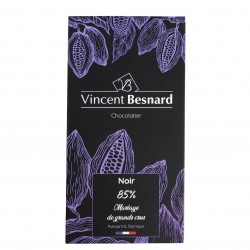 Tablette Noir 85% Mariage de grands crus - Vincent Besnard Chocolatier Pâtissier