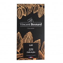Tablette lait 33% Eclats de fève - Vincent Besnard Chocolatier Pâtissier