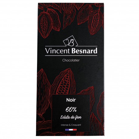 Tablette Noir 60% Eclats de fève - Vincent Besnard Chocolatier Pâtissier