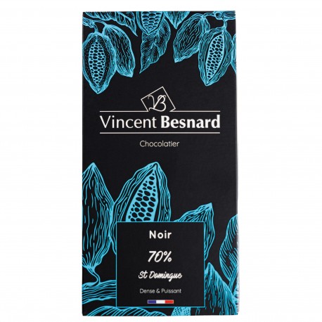 Tablette Noir 70% St Domingue - Vincent Besnard Chocolatier Pâtissier