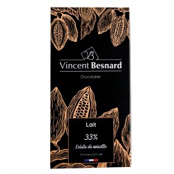 Tablette Lait 33% Éclats de noisette - Vincent Besnard Chocolatier Pâtissier